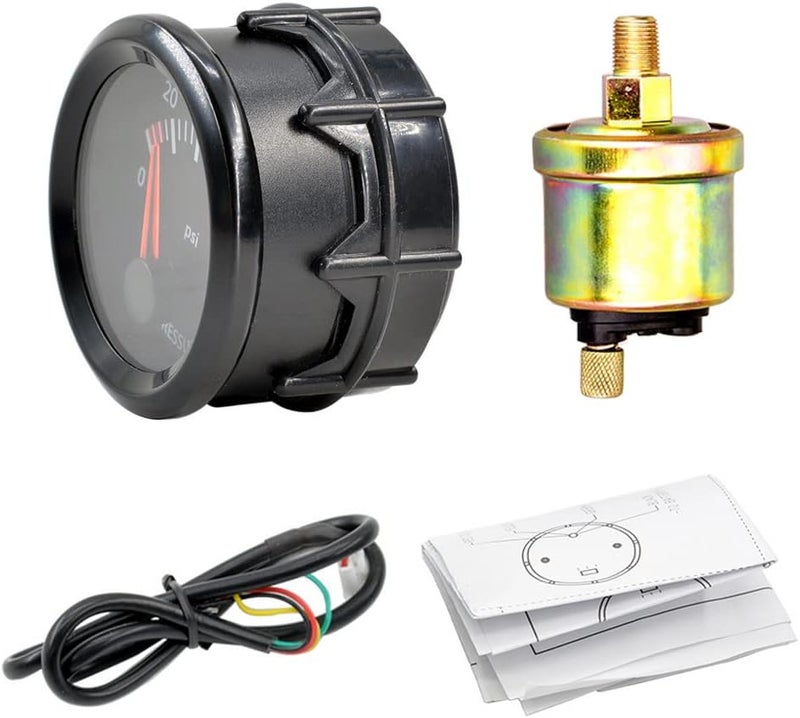 E Support Universal Car 52mm Pointer Oil Pressure Gauge Meter Kit Press PSI White LED Light Pointer Indicator Dail Display Electronic - Image 5